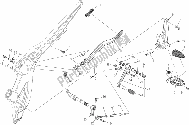 Toutes les pièces pour le Repose-pieds, Gauche du Ducati Diavel Carbon FL Thailand 1200 2018